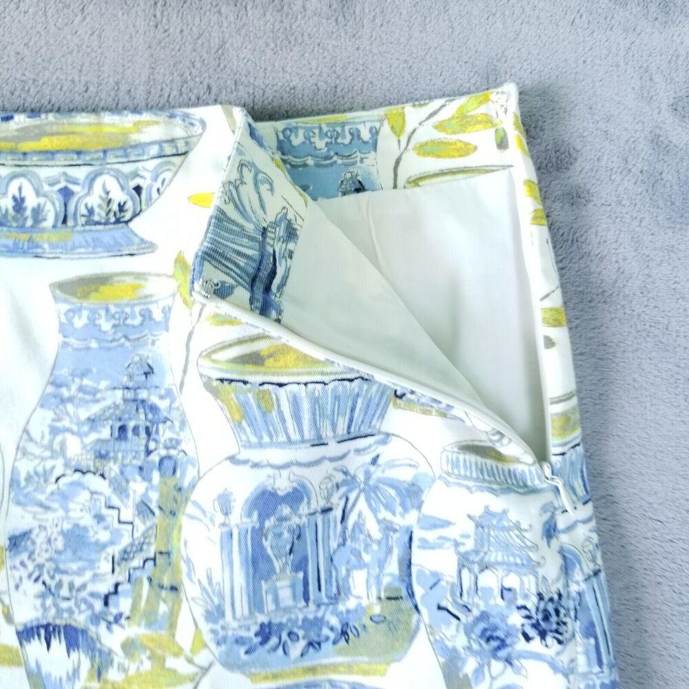 Talbots Watercolor Vases Skirt Womens Blue Cream Size 8P Petite Chinoiserie - Picture 5 of 8